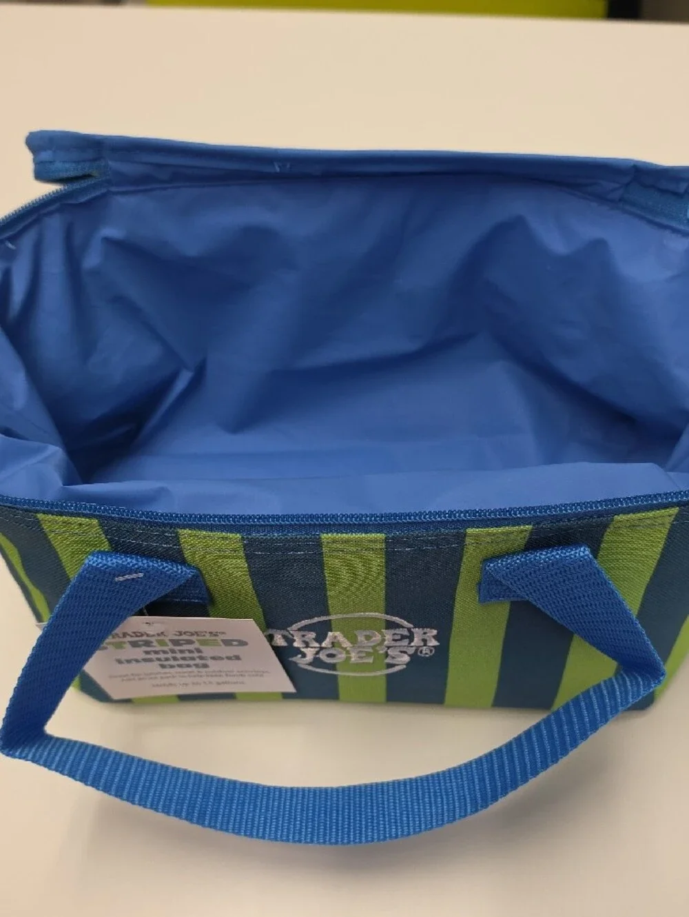 Trader Joe's Green & Blue Striped Insulated Cooler Bag